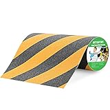 Yorwe Rutschfestes Band, hohe Zugkraft, starke Haftung, hinterlässt keine Kleberückstände, innen und außen (30,5 cm breit x 482,6 cm lang, Schwarz/Gelb)