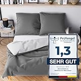 Wolkenfeld Winter Bettwäsche 135x200 cm – Hellgrau/Dunkelgrau - kuschlig weich & bügelfrei – ÖKO-TEX Zertifiziert – Mikrofaser Bettwäsche-Sets 1x Bettbezug 135 x 200 + 1x Kissenbezug 80x80