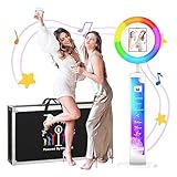 MWE iPad Photo Booth Ständer mit Ringlicht für iPad 12.9 Zoll, 10.9 Zoll, iPad Foto Booth Machin mit Software APP, RGB Lichtern Blitzgeräte