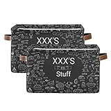 CHIFIGNO Individueller Aufbewahrungskorb für Haustiere, Spielzeug, Aufbewahrungskörbe mit Ledergriffen für Zuhause, Schlafzimmer, faltbare dekorative Organizer-Box, 2 Stück