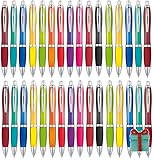 Libetui Set 50er ergonomische Kugelschreiber bunte Druckkugelschreiber in trendigen Farben für Büro Praxis Uni Haushalt Set 50 Kugelschreiber blauschreibend
