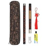Walfront Bambusflöte D-Key Dizi Bitter Bambusflöte für Anfänger mit Schriftzug Körper 8 Jahre Trockenmaterial Dizi Kit Chinesisches Musikinstrument