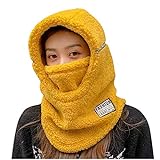 Erwachsene Frau Unisex Solide Niedlicher Hut Winter Warm Camofleece Muffler Cap Gesichtsmaske (Gelb Einheitsgröße)