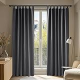 Deconovo Vorhänge mit Schlaufen Verdunklungsvorhänge 2er Set H175 x B140 cm Gardinen Blickdicht Wohnzimmer Curtains mit ösen Verdunkelung Dunkelgrau