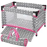 Kinderplay Puppenbett | Puppen Bett Spielzeug - Puppenreisebett für Baby Born | Baby Annabell Puppen | Reisebett mit Tasche und Zubehör | Puppenbett für Puppen | Puppenbett 43 cm Puppe, Model KP0400S