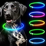 SerDa-Run Leuchthalsband Hund, USB-wiederaufladbares LED-Hundehalsband, 1 Stück zuschneidbares Hundehalsband mit Licht für große, mittelgroße und kleine Hunde, die nachts spazieren gehen Blau+Grün