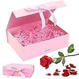 Geschenkverpackung Box 21 * 17 * 7cm Magnetische Geschenkbox Geschenkbox mit Deckel Rosa Geschenk Box Geburtstag für Hochzeiten Geburtstage Jubiläen - Rosa