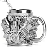 V8 Motor Tasse Edelstahlbecher Kreativer mechaniker geschenk mit v8 design becher, motorbecher & auto tasse Geschenkidee für Männer, werkstatt tasse für autoliebhaber 250ml