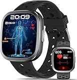 YYKY Smartwatch für Damen und Herren mit EKG Gesundheitsuhr blυtdrυck Uhr 1.72' Smart Watch Schlaf/Harnsäure/BMI,24H HRV/Herzfrequenz SPO₂ Bluetooth-Anrufe SOS-Ruf SMS-Erinnerungen (Schwarz)