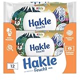 Hakle Feucht Kids Feuchtes Toilettenpapier, 12er-Pack (12 x 42 Blatt), sanfte Feuchttücher mit 99% Wasser für empfindliche Haut, einfacher Feuchtigkeitsverschluss, duftstofffrei