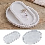 YODOYO 2 Stücke Silikonform Tablett Oval, Silikonformen GießFormen Tablett, Untersetzer Spitze Schmuck Teller, Epoxidharz Tablett Form, Aufbewahrung Tablett Beton Gipsform Handwerk