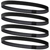 4 Stück Haarband Jungs Sport, Haarband Herren,Haarband Sport Kinder,Haarband Kinder Jungs Fussball Haarband Jungs,Elastisches Haarband Rutschfeste Stirnbänder Kinder Haarbänder Damen Dünn-Schwarz
