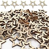 Gfamous Holzstern Scheiben 100 pcs Sterne Holzverzierung Mini Stern Verschönerungen,Deko-Holzsterne Scheiben,Holz Sterne Deko Verschönerungen für Weihnachten Hochzeitsdekoration Party DIY Handwerk
