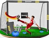 KESSER® Fußballtor – Hochwertiges Fußballtor 240cm, Training Schusstraining UV-beständigem Netz, Stahlrahmen mit Polsterung, Erdhaken, Luftpumpe, Hüttchen, Montagezubehör für Kinder und Erwachsene