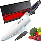 MOSFiATA Kochmesser, Küchenmesser Profi, Fleischmesser mit Scheide,Hackmesser Allzweckmesser 20 cm，Edelstahl Chefmesser für Fleisch, Gemüse, Obst, Sushi