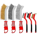 RDDAIPE 6PC Drahtbürsten Set, 3 Große: Edelstahl-Kohlenstoffstahl-Messing-Bürste, 3 Kleine:Edelstahl-Messing-Nylon Bürste, Handdrahtbürste für Holz, Bohrer, Reinigung Schweißschlacke, Rostentfernung