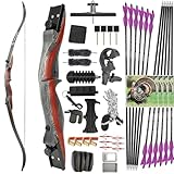 62' Holz Riser Takedown Recurve Bogen Kit - 20-50LBS Rechte Hand für Jagd & Outdoor Schießen
