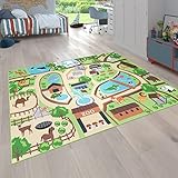 Paco Home Kinder-Teppich Für Kinderzimmer, Spiel-Teppich, Zoo Mit Tiger, Bär, Löwe, rutschfest Bunt, Grösse:80x150 cm