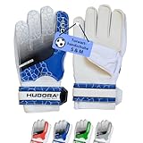HUDORA Torwarthandschuhe - Gepolsterte Fußball Torwarthandschuhe für Kinder & Jugendliche in Größe S/M - Torwarthandschuhe mit Schaumstoffrücken - Fußballhandschuhe mit Klettverschluss