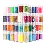 Glitter für Handwerk 40 Farben, holografisches Gesicht feiner Körper Glitter für Tumble Nail Art Seife Kerze, funkelnde Pailletten Schimmer, Harz Zubehör für 5g Fläschchen