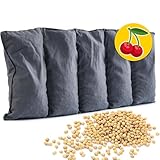 Amilian Kirschkernkissen Mikrowelle 55x20 cm - Körnerkissen Nacken Schulter - Wärmekissen Mikrowelle - Nackenwärmer - Kirschkernkissen groß - Körnerkissen Mikrowelle - anthrazit