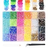 Hopton 24000 Pcs Strasssteine Nägel, 24 Farben Glitzersteine zum Basteln, Runde Glitzer Edelsteine Rhinestones mit Pinzette und Wachsstift, Strasssteine Set für DIY Nägel Handwerk