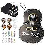 Plektrum Box,Personalisierte Gitarren Plektrum Halter Etui PU Leder Gitarren Plektrum Halter Celluloid Pick für Akustikgitarre E-Gitarre Bass Ukulele Musikgeschenk für Gitarristen(Eisenhaltig)