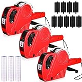 Fangxuee 3er-Pack 8-Stellige Preisauszeichner-Set mit 30 Etikettenrollen und 9 Tintenwalzen, Blau