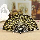 Held Seidenblume Fan Chinesische Falthand Stil Hochzeit Tanz Spitzenfächer Kfz Ventilator (Yellow, One Size)