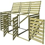 Mülltonnenbox mit Tür und Klappdeckel für 3X Mülleimer 240 Liter, Mülltonnenhaus für Parks Straßenrand, Grün 75,2 x 92 x 120 cm Imprägniertes Holz