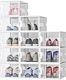 MYHMCT Schuhboxen, 12 Stück, durchsichtiger Kunststoff, stapelbar, für den Eingangsbereich, Schrankboden