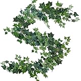 TINA 3 Stück Efeu Künstlich Fake Efeu Girlande Kunstpflanze Hängend Kunstefeu Blätter Girlande Hängepflanze Künstlich Pflanzen Efeu Ranken Ivy Vines für Zimmer Wand Balkon Hochzeit Deko (3X Ranken)
