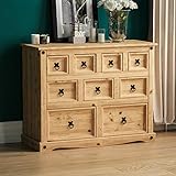 Vida Designs Corona Apothekerschrank mit 9 Schubladen, Kaufmannsschrank Rustikal Organisieren Sammeln Aufbewahren Pinie, Hellbraun, 76 x 95 x 40 cm, P2201-CR