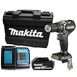 Makita DHP487FX3O 18V LXT Akku-Bohrschrauber bürstenlos olivgrün mit 1 x 3,0 Ah Akku, Ladegerät & Tragetasche