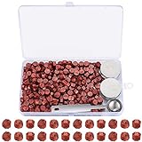 325 Stück Siegelwachs Set, Siegel Wachs Perlen Sticks Set, Octagon Wachs Siegel Set mit 4 Stück Teekerzen, Wachs Schmelzlöffel, für Wachs Siegel Stempel, Brief Perlen (Weinrot) (rot blinkend) (325)