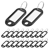 PEKKA 20 Stück Schlüsselkette, Ring, geteilte Etiketten, Kennzeichnung, Schlüssel, Schwarz