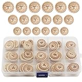 WANYI 80 Stück Holzknöpfe 15mm 20mm 25mm Runde Knöpfe Holz Kinder Natur Kinderknöpfe Babyknöpfe mit 2 Loch für DIY Nähen Babysachen Strickjacken Strickwolle (C)