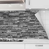 danario Küchenrückwand selbstklebend - matt - Spritzschutz Küche - versteifte PET Folie - 0,37 mm - Steinwand - 60cm x 220cm