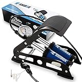 Fußpumpe Fahrrad alle Ventile I Fußluftpumpe mit Manometer und extra langem Schlauch (100 cm) I Fusspumpe Auto Fahrrad I Luftpumpe Fahrrad alle Ventile auch Auto -Ball -Motorrad