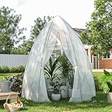 Amopatio Gewächshaus Foliengewächshaus 160x180cm, Gartengewächshäuser für Pflanzen, Tomatengewächshaus mit verstärkter PE-Abdeckung/Mesh-Fenster/Rolltor/Geschliffene Nägel, Wetterfest Pflanzenhaus
