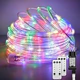 23m Lichterschlauch Aussen Bunt, 200 Led Lichterschlauch Lichterkette mit Fernbedienung für Innen, 8 Modi Lichterkette Schlauch Glasklar, LED Lichterketten Außen für Hochzeit Weihnachten