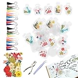 YRTUOP Durchsichtige Gepresste Blumen Lesezeichen, Handgefertigte Transparente Blumen Lesezeichen, Schönes Handgemachtes Florales Bastelzubehör Als Für Bücherliebhaber