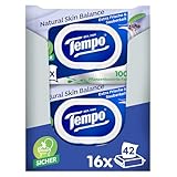 Tempo Feuchte Toilettentücher Natural Skin Balance -16 Packungen mit je 42 Tüchern - Mit Panthenol und Kräuterextrakt - Herunterspülbar