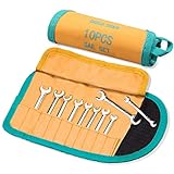 GOLD DEER 10 Stück Mini-Doppel-Gabelschlüssel-Satz Standard SAE 5/32„-7/16“, extra schmaler Gabelschlüssel-Satz mit Aufbewahrungsbeutel