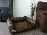 Hundebettenmanufaktur Hundebett Hundesofa Schlafplatz Kunstleder Similpelle 90 cm X 70 cm braun