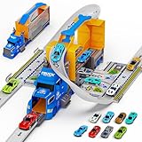 Spielzeug für Jungen ab 3+ Jahr Auto Spielzeug Tragbar Truck Spielzeug LKW Fahrzeug mit mit 8 Mini Rennen Auto Kleinkinder Transporter LKW Spielzeug Kinderspielzeug Weihnachten Geburtstag für Jungen