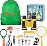 Kizplays® Forscherset für Kinder, Fernglas für Kids 22-teiliges Entdecker Set mit Insektenfänger, Kompass, Becherlupen, Mikroskop Camping, Abenteuer Geschenk Outdoor Spielzeug ab 3 4 5 6 7 8 9 Jahre
