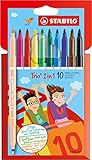 Filzstift und Fineliner in einem - STABILO Trio 2 in 1 - 10er Pack mit 10 verschiedenen Farben