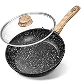 MICHELANGELO Antihaft Pfanne mit Deckel 20 cm, Bratpfanne 20 cm, Granit Beschichtung, Induktion Kompatibel, Omelette-Pfanne, Gesunde Stein Kochgeschirr, PFOA Frei