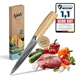 kjøk Premium Kochmesser Allzweckmesser 13cm Olivenholzgriff Härte 58±2 HRC Japanmesser-Style hochwertiges Küchenmesser klein scharfe Klinge Carbon Edelstahl scharfes ergonomisches Universalmesser
